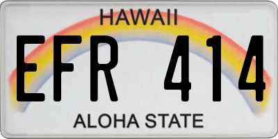 HI license plate EFR414