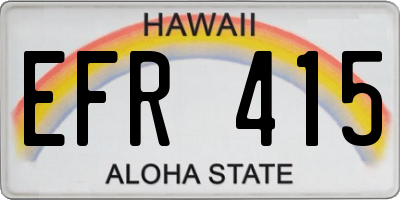 HI license plate EFR415