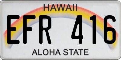 HI license plate EFR416