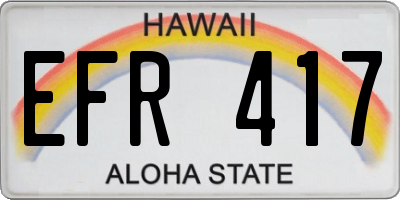 HI license plate EFR417