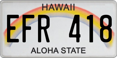 HI license plate EFR418