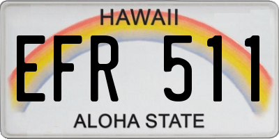 HI license plate EFR511