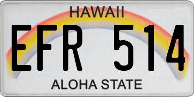HI license plate EFR514