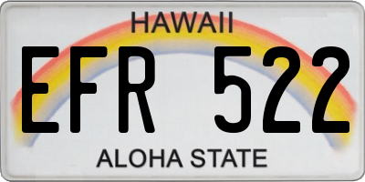 HI license plate EFR522