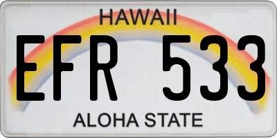 HI license plate EFR533