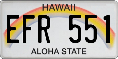 HI license plate EFR551