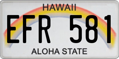 HI license plate EFR581