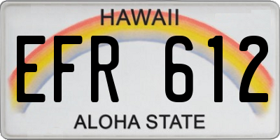 HI license plate EFR612