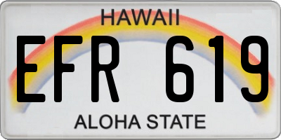 HI license plate EFR619