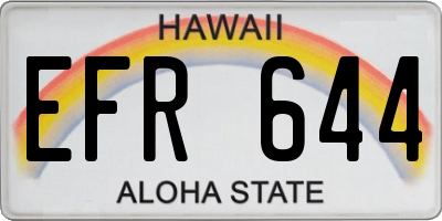 HI license plate EFR644