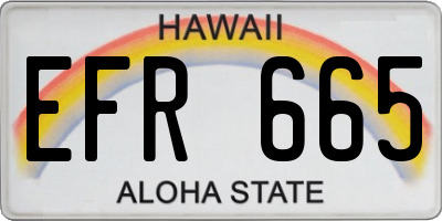 HI license plate EFR665