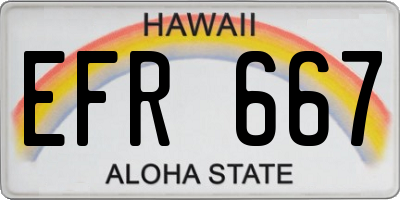 HI license plate EFR667