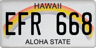 HI license plate EFR668