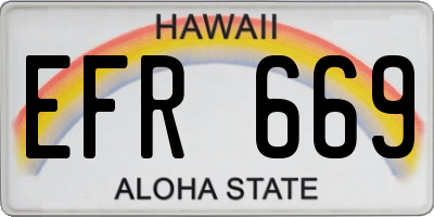 HI license plate EFR669