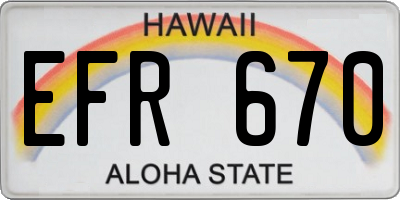 HI license plate EFR670