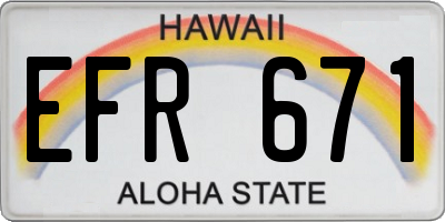 HI license plate EFR671