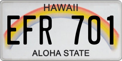 HI license plate EFR701