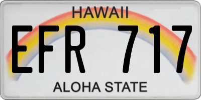 HI license plate EFR717