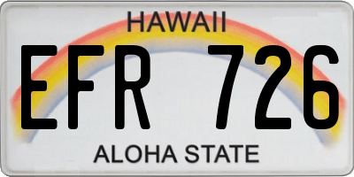 HI license plate EFR726