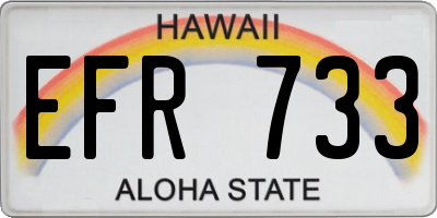 HI license plate EFR733