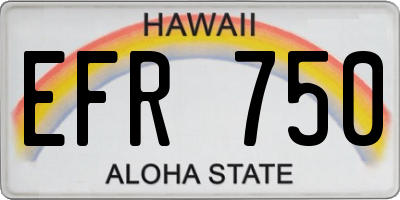 HI license plate EFR750