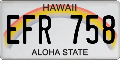 HI license plate EFR758