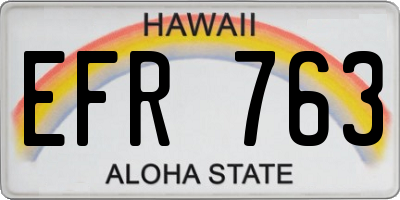 HI license plate EFR763