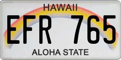 HI license plate EFR765