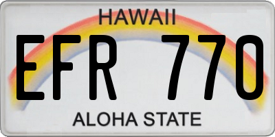 HI license plate EFR770
