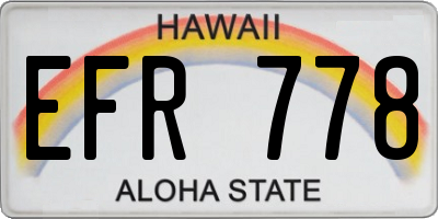 HI license plate EFR778