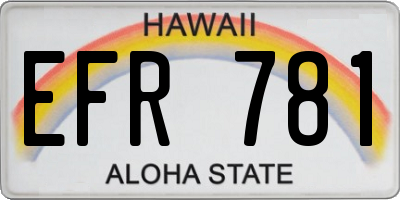 HI license plate EFR781
