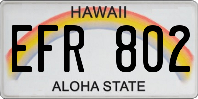 HI license plate EFR802