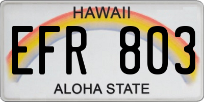HI license plate EFR803