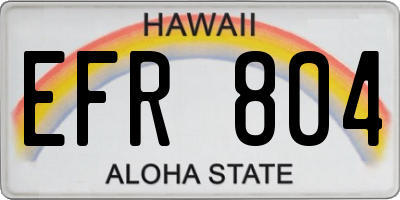 HI license plate EFR804