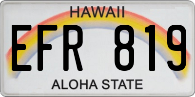 HI license plate EFR819