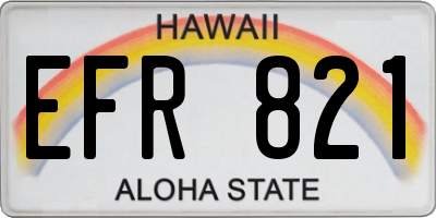 HI license plate EFR821