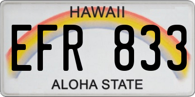 HI license plate EFR833