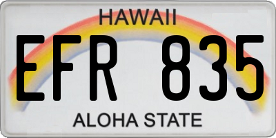 HI license plate EFR835
