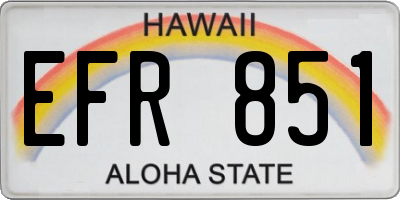 HI license plate EFR851