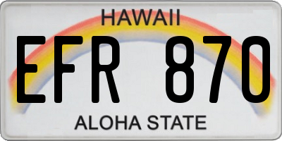 HI license plate EFR870