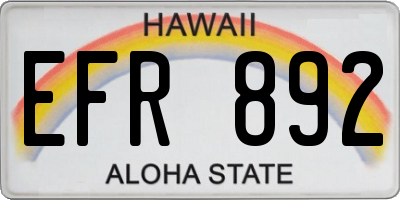 HI license plate EFR892