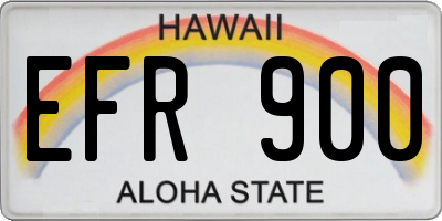 HI license plate EFR900