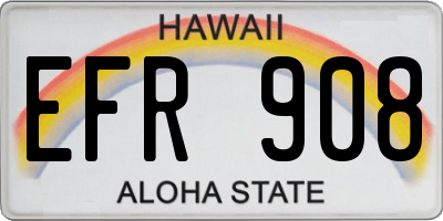 HI license plate EFR908
