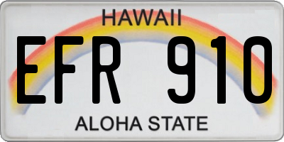 HI license plate EFR910