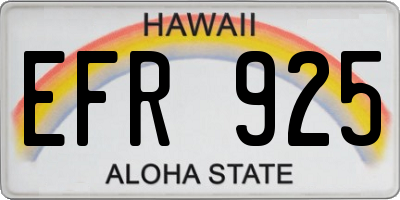HI license plate EFR925