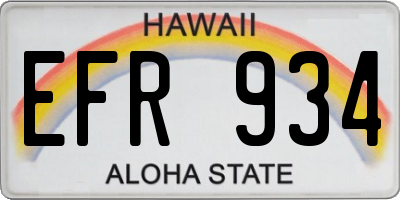 HI license plate EFR934