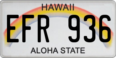 HI license plate EFR936