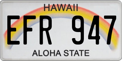 HI license plate EFR947