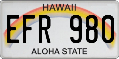 HI license plate EFR980