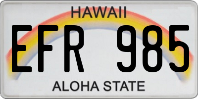 HI license plate EFR985